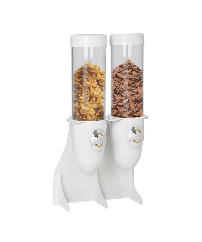 GGM Gastro Cereal Dispenser - double - Ø115mm - Rotary Dispense - 2 Plastic Containers - Stainless Steel Stand