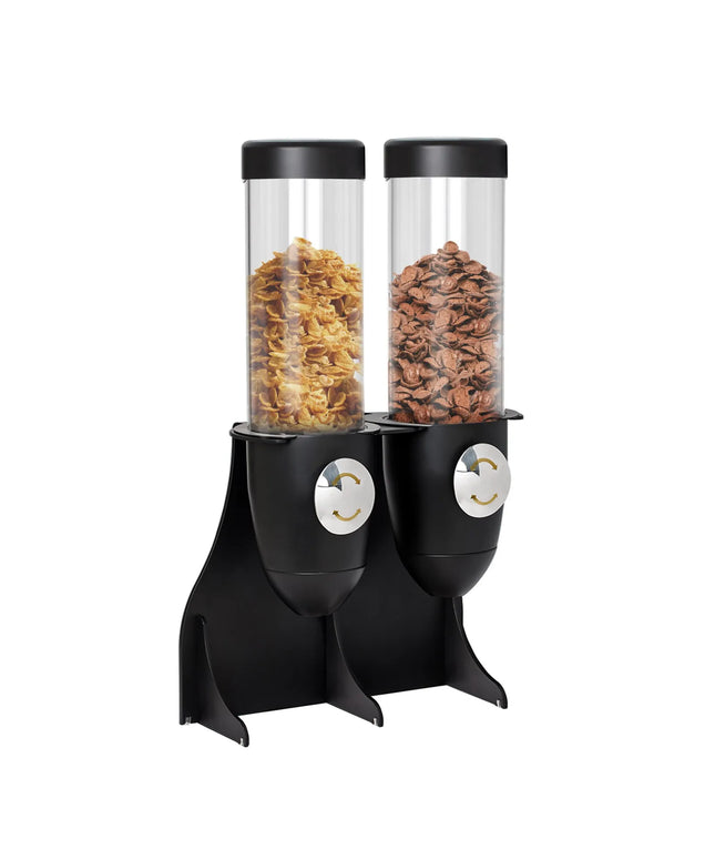 GGM Gastro Cereal Dispenser - double - Ø115mm - Rotary Dispense - Stainless Steel Stand - Black