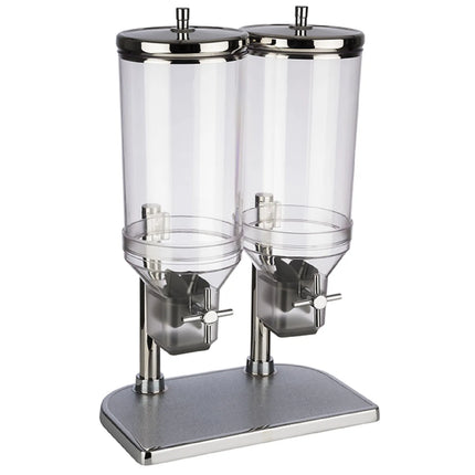 GGM Gastro Cereal Dispenser - FRESH+EASY - double - Rotary Dispense - 2 Plastic Containers - 2x 4.5L - Stainless Steel Stand