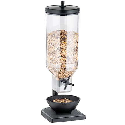GGM Gastro Cereal Dispenser - FRESH+EASY - Rotary Dispense - 1 Plastic Container - 4.5L - Stainless Steel Stand - Black