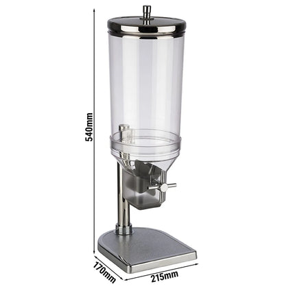 GGM Gastro Cereal Dispenser - FRESH+EASY - Rotary Dispense - Plastic Container - 4.5L - Stainless Steel Stand