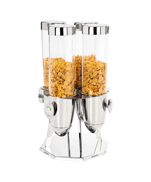 GGM Gastro Cereal Dispenser - quadruple - rotating - Ø120mm - Rotary Dispense - Stainless Steel Stand
