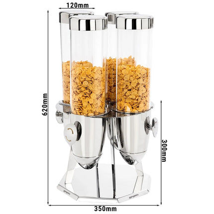 GGM Gastro Cereal Dispenser - quadruple - rotating - Ø120mm - Rotary Dispense - Stainless Steel Stand