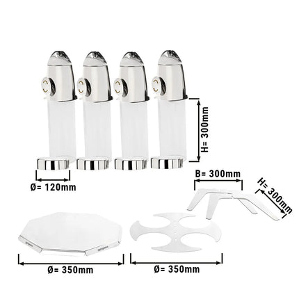 GGM Gastro Cereal Dispenser - quadruple - rotating - Ø120mm - Rotary Dispense - Stainless Steel Stand