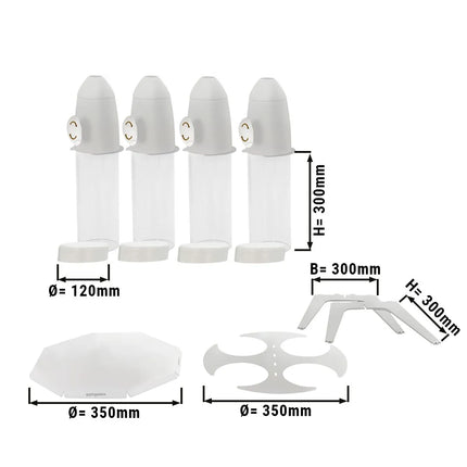 GGM Gastro Cereal Dispenser - quadruple - rotating - White - Rotary Dispense - Stainless Steel Stand