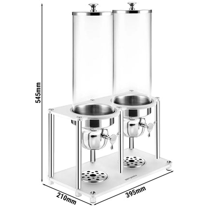 GGM Gastro Cereal Dispenser - ROTATION - double - Rotary Dispense - 2 Plastic Containers - 2x 3.7L - Stainless Steel Stand