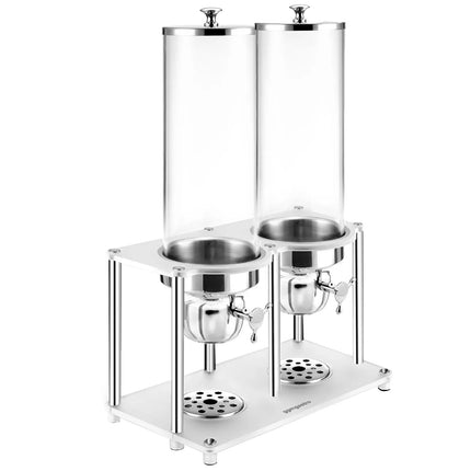 GGM Gastro Cereal Dispenser - ROTATION - double - Rotary Dispense - 2 Plastic Containers - 2x 3.7L - Stainless Steel Stand