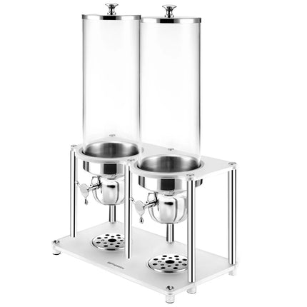 GGM Gastro Cereal Dispenser - ROTATION - double - Rotary Dispense - 2 Plastic Containers - 2x 3.7L - Stainless Steel Stand