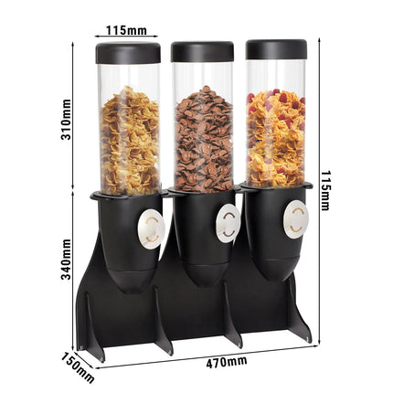 GGM Gastro Cereal Dispenser - triple - Ø115mm - Rotary Dispense - Stainless Steel Stand