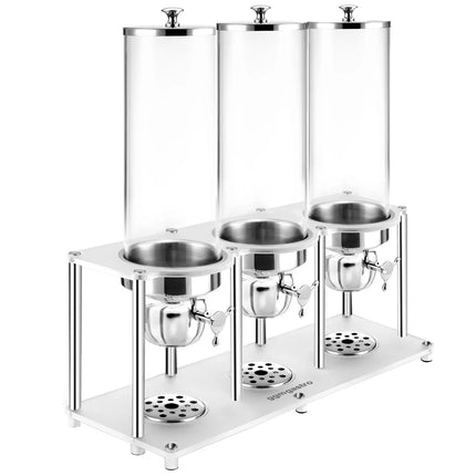 GGM Gastro Cereal Dispenser - triple - Rotary Dispense - 3 Plastic Containers - 3x 3.7L - Stainless Steel Stand