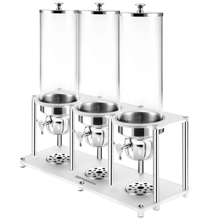 GGM Gastro Cereal Dispenser - triple - Rotary Dispense - 3 Plastic Containers - 3x 3.7L - Stainless Steel Stand