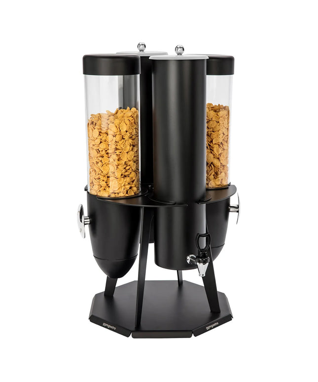 GGM Gastro Cereal & Milk Dispenser - double - rotating - Rotary Dispense - 2 Plastic Containers - Stainless Steel Stand