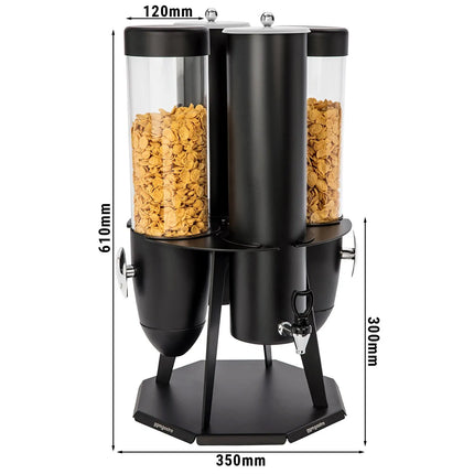 GGM Gastro Cereal & Milk Dispenser - double - rotating - Rotary Dispense - 2 Plastic Containers - Stainless Steel Stand