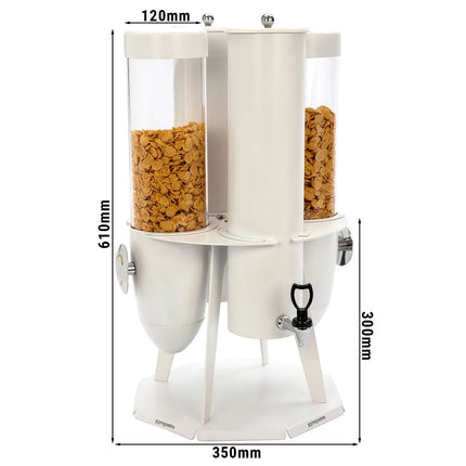 GGM Gastro Cereal & Milk Dispenser - double - rotating - Stainless Steel Stand
