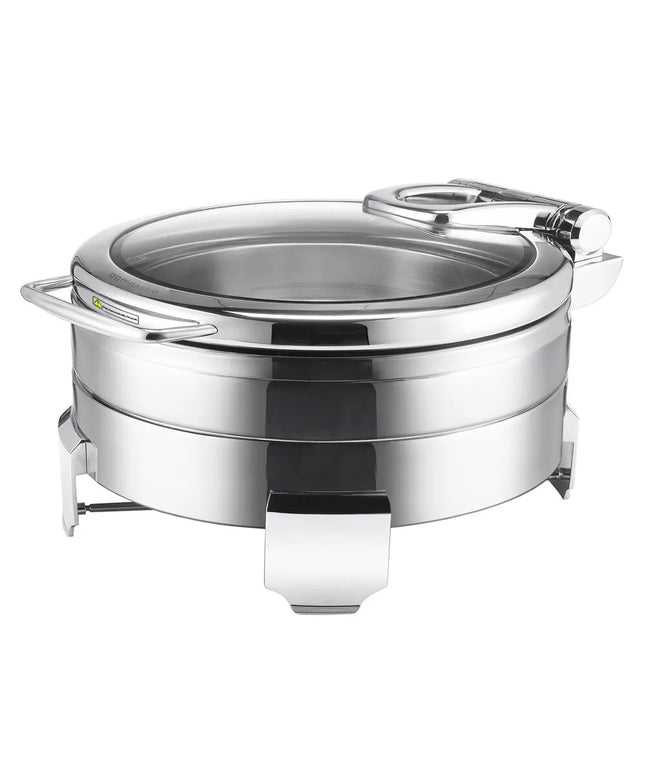 GGM Gastro Chafing Dish - Stainless Steel - Round - with Soft-Close Glass Lid