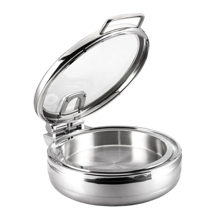GGM Gastro Chafing Dish - Stainless Steel - Round - with Soft-Close Glass Lid