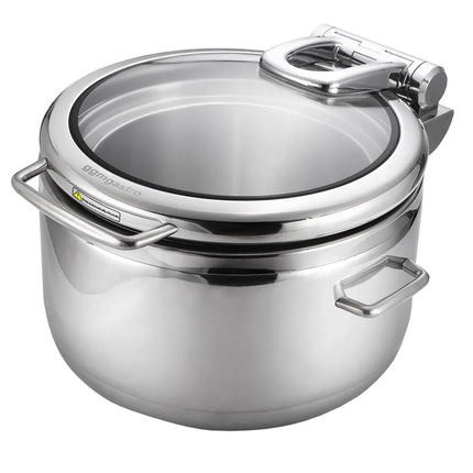 GGM Gastro Chafing Dish - Stainless Steel - Round - with Soft-Close Glass Lid
