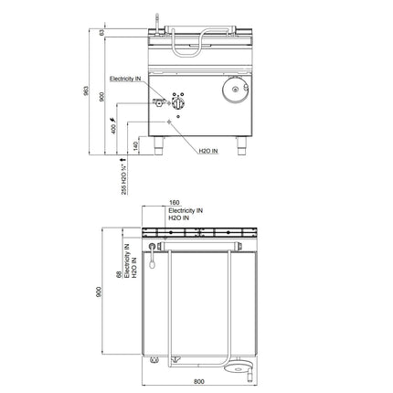 GGM Gastro Chảo Lật Điện - 65L - 9.6kW - Có Vòi Cấp Nước