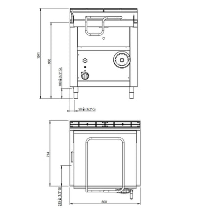 GGM Gastro Chảo Lật Gas - 45L - 14.5kW - Lật Thủ Công