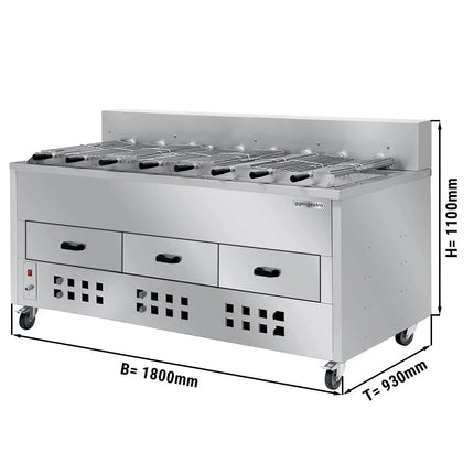 GGM Gastro Charcoal Chicken Rotisserie - 1800mm - with 8 skewers