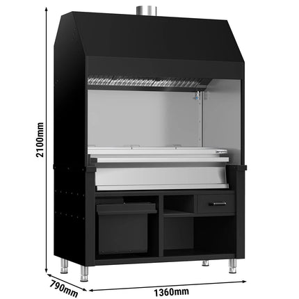 GGM Gastro Charcoal Grill - 1360mm - 3 grill grates - Black