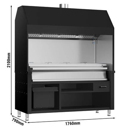 GGM Gastro Charcoal Grill - 1760mm - Black - 8 grill grates