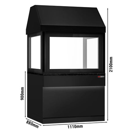 GGM Gastro Charcoal Grill TORONTO - 1100mm - Black Front - Black Granite Worktop - tempered glass front - 2 grill grates