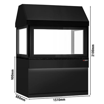 GGM Gastro Charcoal Grill TORONTO - 1500mm - Black Front - Black Granite Worktop - tempered glass front - 3 grill grates