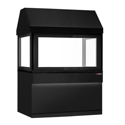 GGM Gastro Charcoal Grill TORONTO - 1500mm - Black Front - Black Granite Worktop - tempered glass front - 3 grill grates