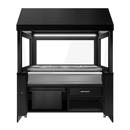 GGM Gastro Charcoal Grill TORONTO - 1900mm - Black Front - Black Granite Worktop - tempered glass front - 4 grill grates