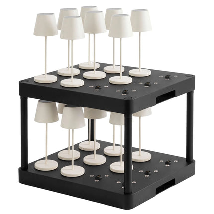 GGM Gastro Charging Station (12-way) - Stackable - ABS Plastic - 430x330x45mm - Black - incl. mains plug; 2 remote controls with batteries