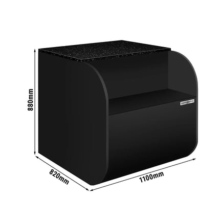 GGM Gastro Checkout Counter KUVA - 1100mm - Black front panel - Black granite worktop