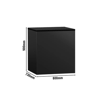 GGM Gastro Checkout Counter MADRID - 800mm - Black marble worktop - Matt black finish