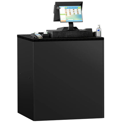 GGM Gastro Checkout Counter MADRID - 800mm - Black marble worktop - Matt black finish