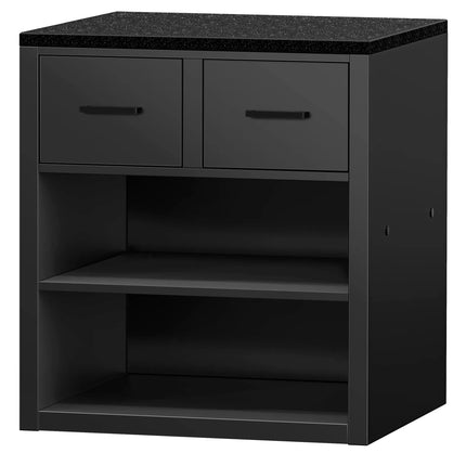 GGM Gastro Checkout Counter MADRID - 800mm - Black marble worktop - Matt black finish
