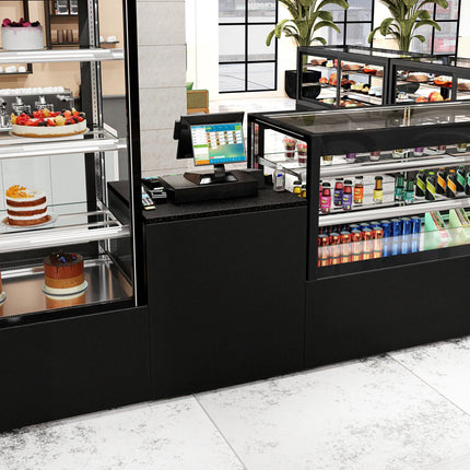 GGM Gastro Checkout Counter MADRID - 800mm - Black marble worktop - Matt black finish