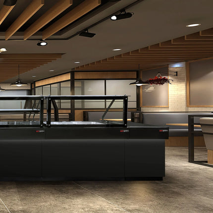 GGM Gastro Checkout Counter TORONTO - 1800mm - Black front panel - Black granite worktop - Matt black finish - Stainless steel body