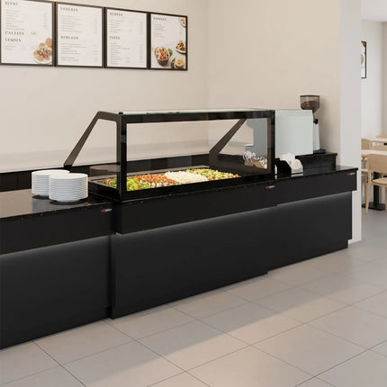 GGM Gastro Checkout Counter TORONTO - 1800mm - Black front panel - Black granite worktop - Matt black finish - Stainless steel body