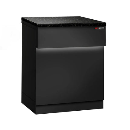 GGM Gastro Checkout Counter TORONTO - 600mm - Black front panel - Black granite worktop - Matt black finish - Stainless steel body