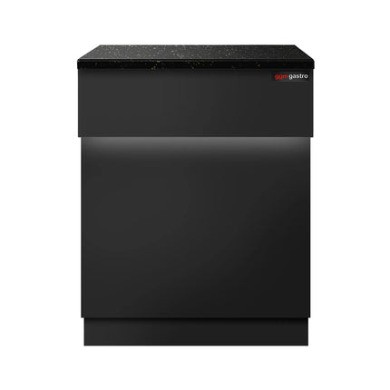 GGM Gastro Checkout Counter TORONTO - 600mm - Black front panel - Black granite worktop - Matt black finish - Stainless steel body