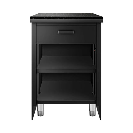 GGM Gastro Checkout Counter TORONTO - 600mm - Black front panel - Black granite worktop - Matt black finish - Stainless steel body