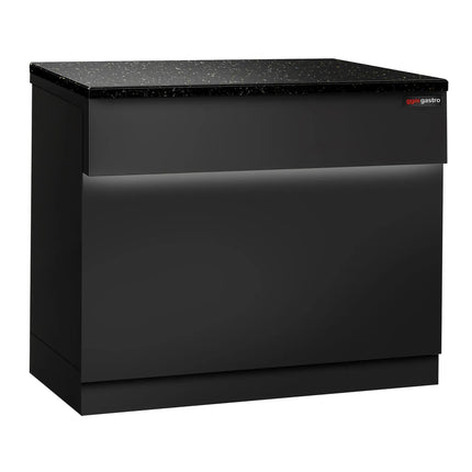 GGM Gastro Checkout Counter TORONTO - 900mm - Black front panel - Black granite worktop - Matt black finish - Stainless steel body