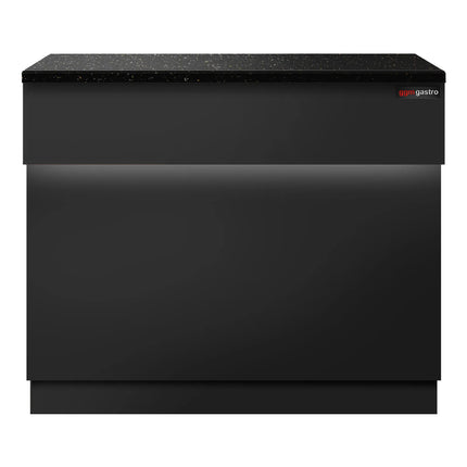 GGM Gastro Checkout Counter TORONTO - 900mm - Black front panel - Black granite worktop - Matt black finish - Stainless steel body