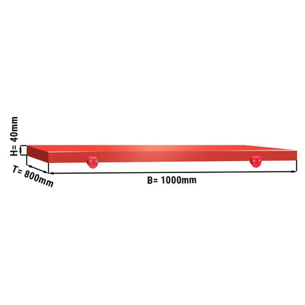 GGM Gastro Chopping Board for Prep Table - 1000x800mm - Thickness: 40mm - HACCP-Compliant - HDPE (PE500) - Red