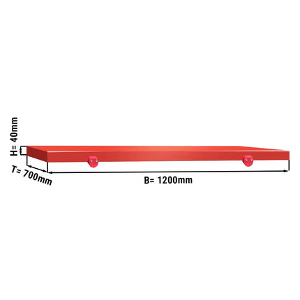GGM Gastro Chopping Board for Prep Table - 1200x700mm - Thickness: 40mm - HACCP-Compliant - PE 500 (HDPE) - Red