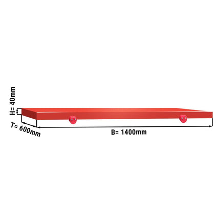 GGM Gastro Chopping Board for Prep Table - 1400x600mm - Thickness: 40mm - HACCP-Compliant - PE500 (Plastic) - Red