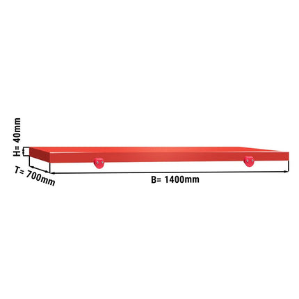 GGM Gastro Chopping Board for Prep Table - 1400x700mm - Thickness: 40mm - HACCP-Compliant - PE 500 (HDPE) - Red