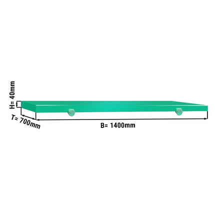 GGM Gastro Chopping Board for Prep Table - 1400x700mm - Thickness: 40mm - HACCP-Compliant - PE 500 (HDPE) - Green