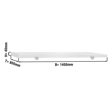 GGM Gastro Chopping Board for Prep Table - 1400x800mm - Thickness: 40mm - HACCP-Compliant - HDPE (PE500) - White
