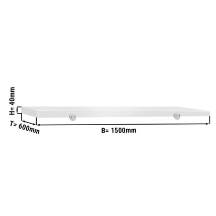 GGM Gastro Chopping Board for Prep Table - 1500x600mm - Thickness: 40mm - HACCP-Compliant - PE500 (HDPE) - White